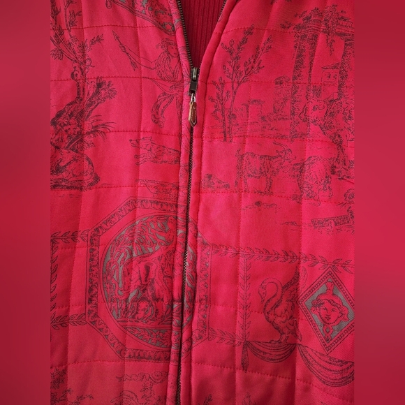 J. McLaughlin Womens Red Quilted Front Silk Full Zip Sweater/Jacket Size M - Picture 5 of 6